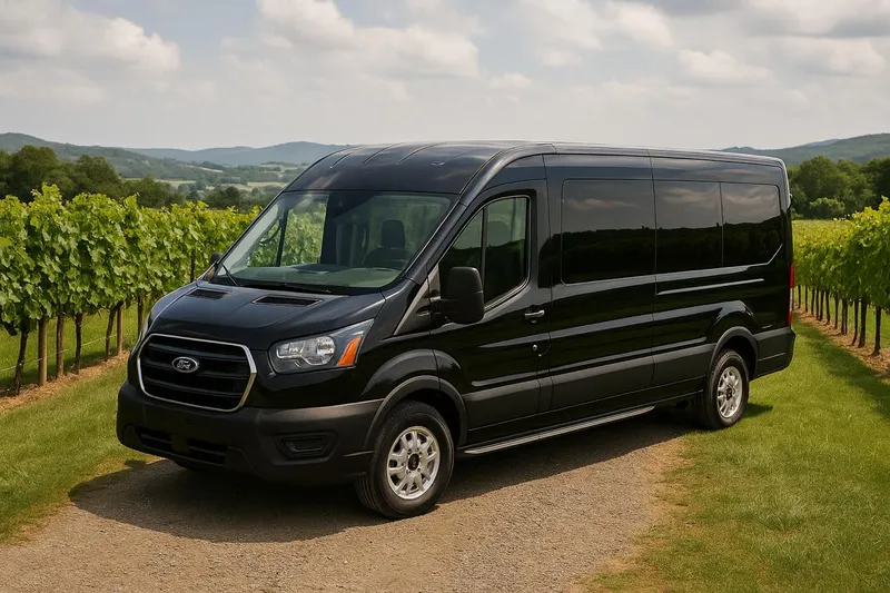 Ford Transit 350 XLT black shuttle van